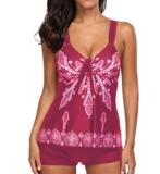 Eternatastic Women’s Retro Paisley Tankini Swimsuit with Boyshorts