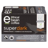 Ethical Bean Fair Trade Organic Coffee, Superdark French Roast: Keurig Compatible – 72 Pods (6 Boxes of 12 Pods)