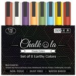 Chalkola 3mm Fine Tip Chalkboard Chalk Markers (8 Pack) Classic Earth Color