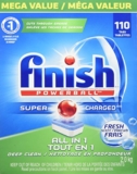 Finish Dishwasher Detergent Soap, All in 1 Powerball, Fresh, Mega Value Pack, 110 Tablets