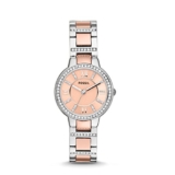 Fossil Women’s Virginia Stainless Steel Crystal-Accented Dress Quartz Watch