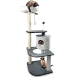 Fur Haven Tiger Tough Round House Corner Playground Cat Furniture Tree, Gray and White, Large