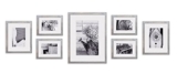 Gallery Perfect Decorative Art Prints & Hanging Template 7 Piece Greywash Photo Frame Wall Gallery Kit