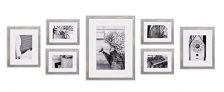 Gallery Perfect Decorative Art Prints & Hanging Template 7 Piece Greywash Photo Frame Wall Gallery Kit