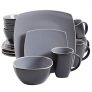 Gibson Home Soho Lounge Square 16-Piece Dinnerware Set, Grey