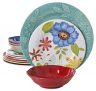 Gibson Studio 12 Piece Flora Melamine Dinnerware Set