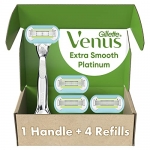 Gillette Venus Platinum Extra Smooth Metal Handle Women’s Razor – 1 Handle + 4 Refills