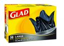 Glad Black Garbage Bags – Large 77 Litres – Easy-Tie Handles, 30 Trash Bags