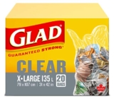 Glad Clear Garbage Bags – Extra-Large 135 Litres – 20ct
