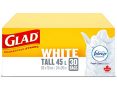 Glad White Garbage Bags – Tall 45 Litres – Febreze Fresh Clean Scent, 30 Trash Bags