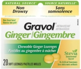 Gravol Ginger Chewable Lozenges, 20 count