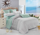 Grey Teal Duvet Cover Set Queen, Reversible (3pcs, Queen Size)