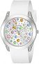 GUESS Silver-Tone + White Stain Resistant Silicone Multi-Colored Crystal Watch