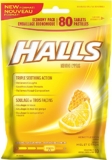 HALLS Triple Soothing Action Cough Drops, Honey Lemon, 1 Resealable Bag (80 Drops Total)
