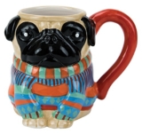 Hand-Painted Earthenware Pugly Pug Sweater Mug