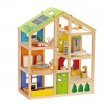 Hape All Seasons Kid’s Wooden Doll House Furnished with Accessories