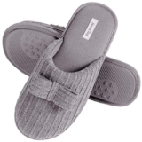 HomeTop Womens Comfy Knit Memory Foam Slipper with Indoor Outdoor Anti-Skid Soft Rubber Sole