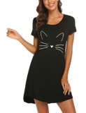 Hotouch Womens Cotton Night Shirt, Black Cat Ears