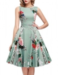IHOT Vintage 1950’s Floral Summer Dress Garden Picnic Party Cocktail Dress