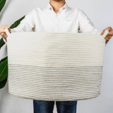INDRESSME XXXLarge Cotton Rope Basket 21.7″ x 21.7″ x 13.8″