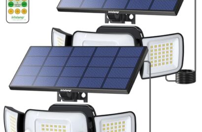 intelamp Solar Flood Lights Outdoor Motion Sensor (2 Pack)