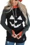 Karlywindow Womens Halloween Pumpkin Face Long Sleeve Slouchy Sweatshirt