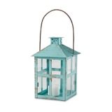 Kate Aspen Vintage Blue Distressed Large Lantern Candle Holder
