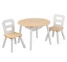 KidKraft Round Table and 2 Chair Set, White/Natural
