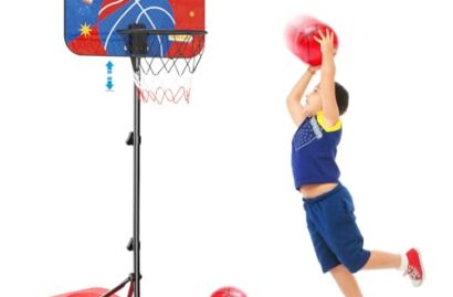 Kids Basketball Hoop with Electronic Scoreboard, Height-Adjustable 3.5-5.8 FT