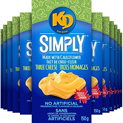 Kraft Dinner Simply – Three Cheese Made With Cauliflower ,150 g (Pack of 12)
