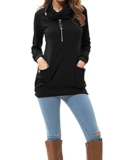 LAMEZI Women’s Cowl Neck Long Sleeve Button Slim Sweatshirt Tops with Pockets
