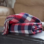 Lavish Home Throw Blanket, Cashmere-Like, Red/Blue/White