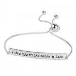 LeCalla Sterling Silver Jewelry Love You To The Moon and Back Sliding Bolo Bracelet