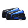 LEXIN 2pcs Motorcycle Bluetooth Headset with FM Radio, Helmet Communication With Noise Cancellation Technology