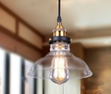 Lightess Glass Pendant Light Industrial Hanging Ceiling Lamp with Edison Bulb Fixtures and Glass Shade