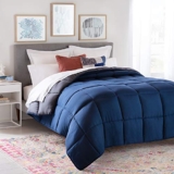 Linenspa All-Season Reversible Down Alternative Quilted Comforter – Navy/Graphite – Full