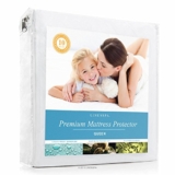 LinenSpa Premium Mattress Protector, 100-Percent Waterproof, Hypoallergenic, Vinyl Free, Queen/White