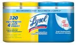 Lysol Disinfecting Surface Wipes, XL Pack (4×80 Count), Citrus/Spring Waterfall, 320 Count