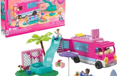 MEGA Construx Barbie Kids Building Toy Set, Dream Camper Adventure with 580 Pieces