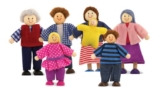 Melissa & Doug 7-Piece Poseable Wooden Doll Family for Dollhouse