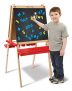 Melissa & Doug Deluxe Magnetic Standing Art Easel With Chalkboard, Dry-Erase Board, and 39 Letter and Number Magnets