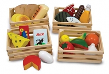Melissa & Doug Food Groups – 21 Hand-Painted Wooden Pieces and 4 Crates