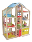 Melissa & Doug Hi-Rise Wooden Dollhouse With 15 pcs Furniture – Garage and Working Elevator