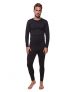 Men’s Thermal Set, Lightweight Ultra Soft Fleece Shirt and Pants, Black, Large