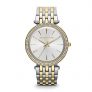 Michael Kors Mid-Size Goldtone/Silvertone Stainless Steel Darci Three-Hand Glitz Watch