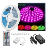 MINGER LED Light Strip Waterproof 16.4ft RGB