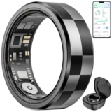 mingwear Men’s Women’s Health Fitness Tracker Ring, Square Stripe Design Black