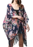 MissShorthair Women’s Light Floral Print Chiffon Kimono