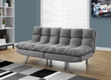 Monarch Specialties I 8988 Split Back Click Clack Light Grey Micro Suede Futon