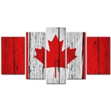 My Easy Art 5 Pieces Canadian Flag on Aged Wooden Wall Modern Print On Canvas Wall Artwork for Wall Décor